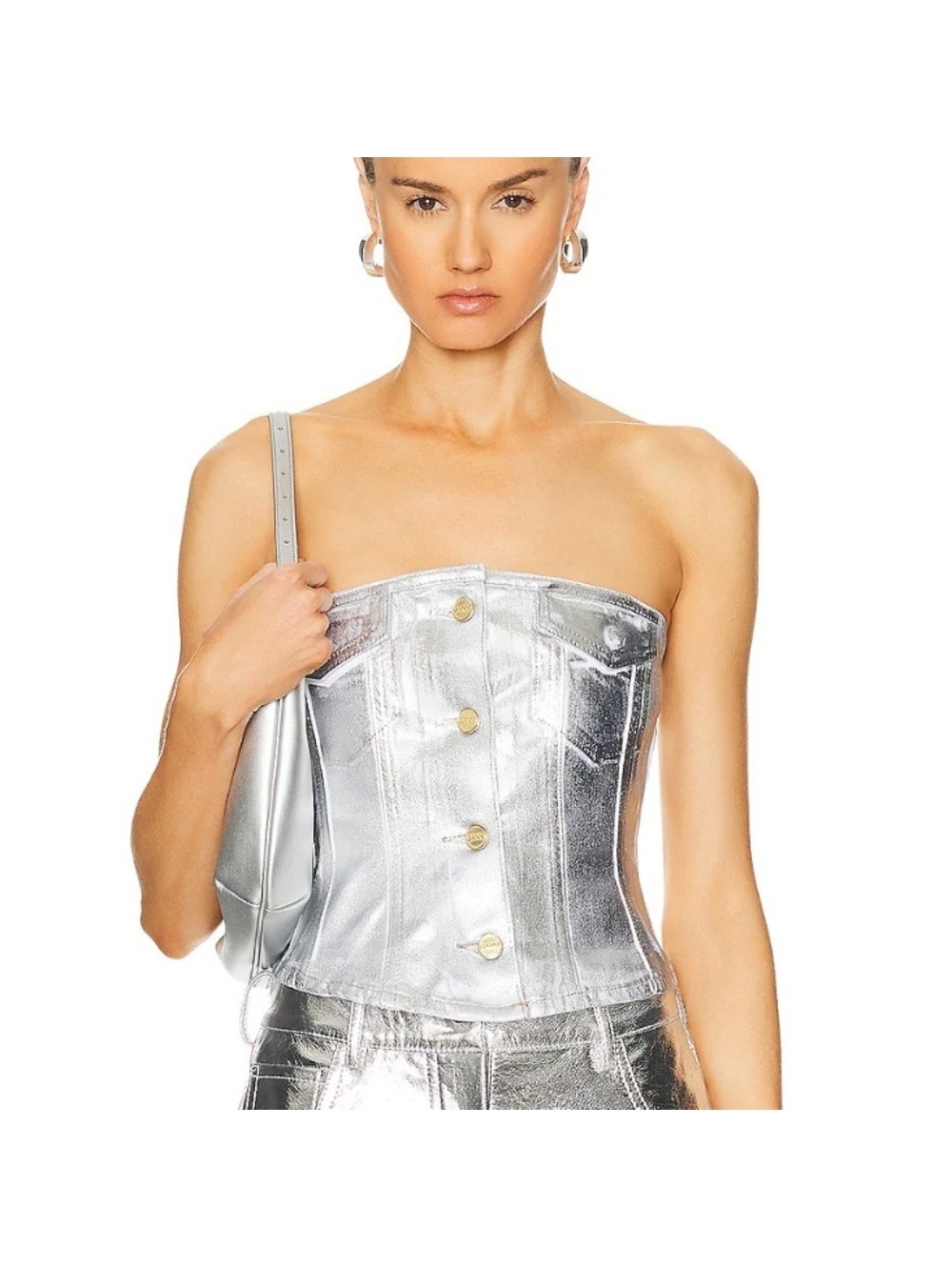 GANNI corsage silver corset denim